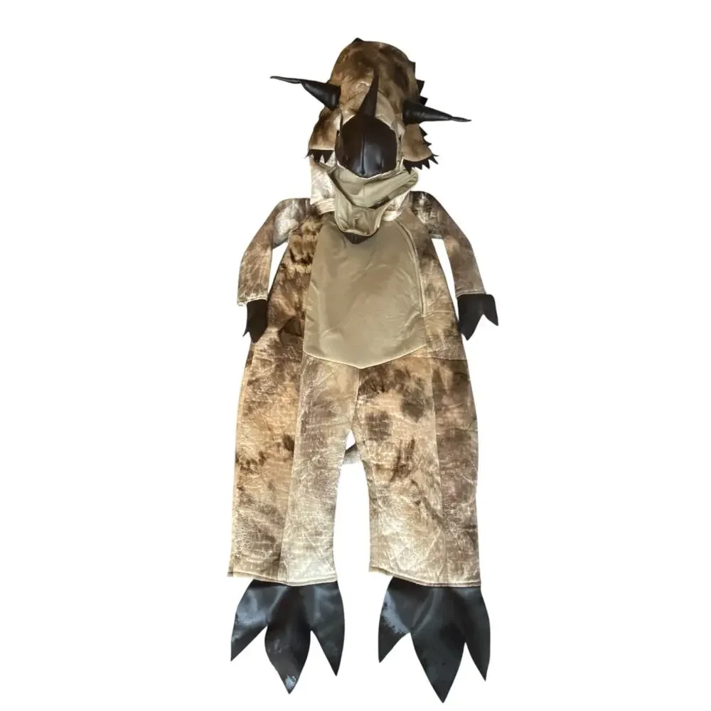 Wishcraft Dinosaur Triceratops Two Piece Soft Costume Kids 6 Tan Brown Halloween